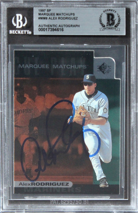 Mariners Alex Rodriguez Auth Signed 1997 SP Marquee Matchups #MM8 Card BAS Slab