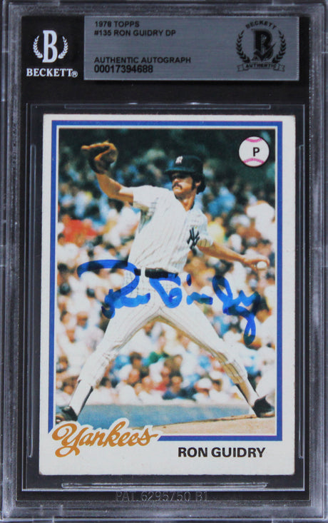 Yankees Ron Guidry Authentic Signed 1978 Topps #135 Card Autographed BAS Slabbed