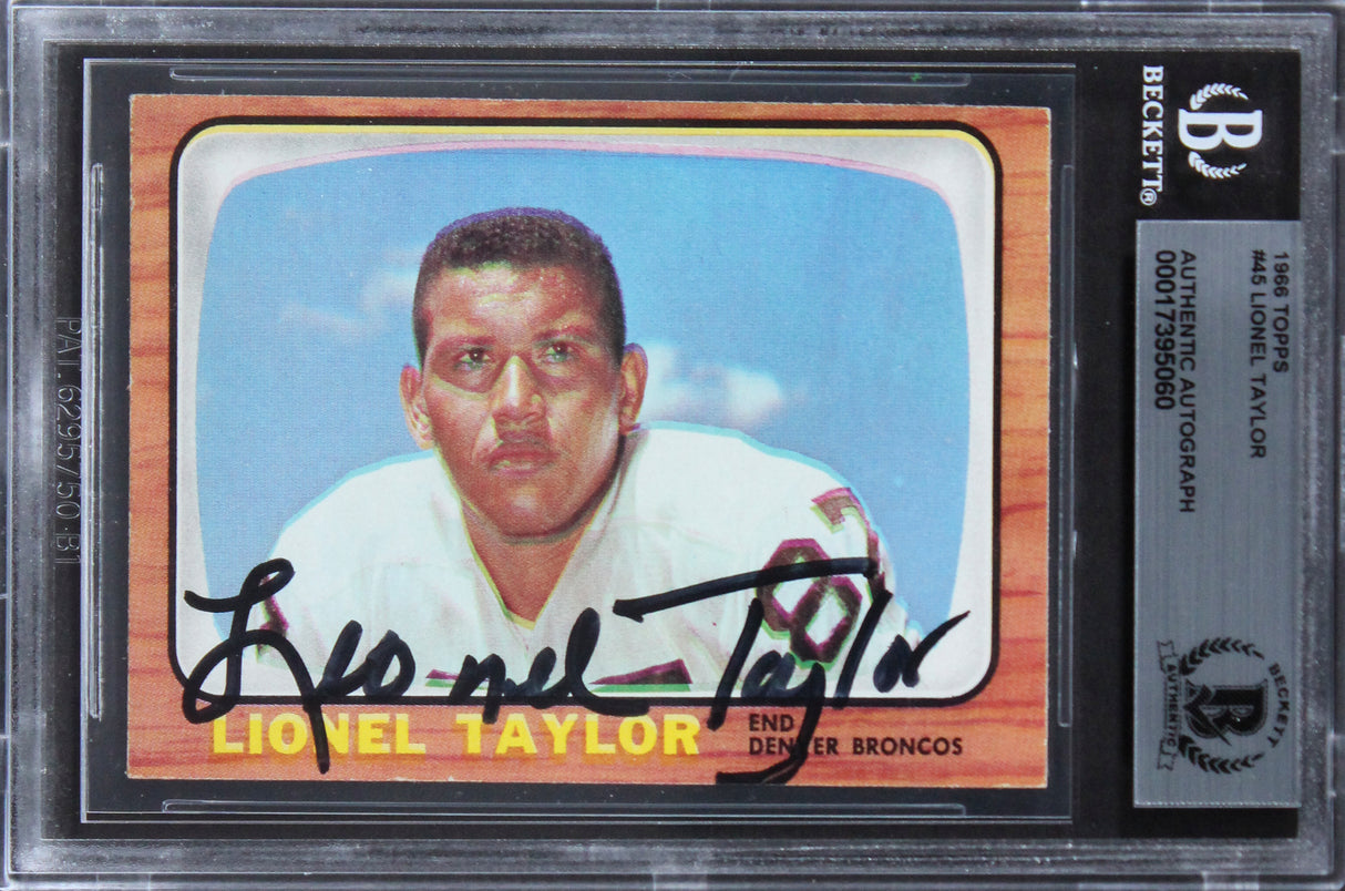 Broncos Lionel Taylor Authentic Signed 1966 Topps #45 Card BAS Slabbed