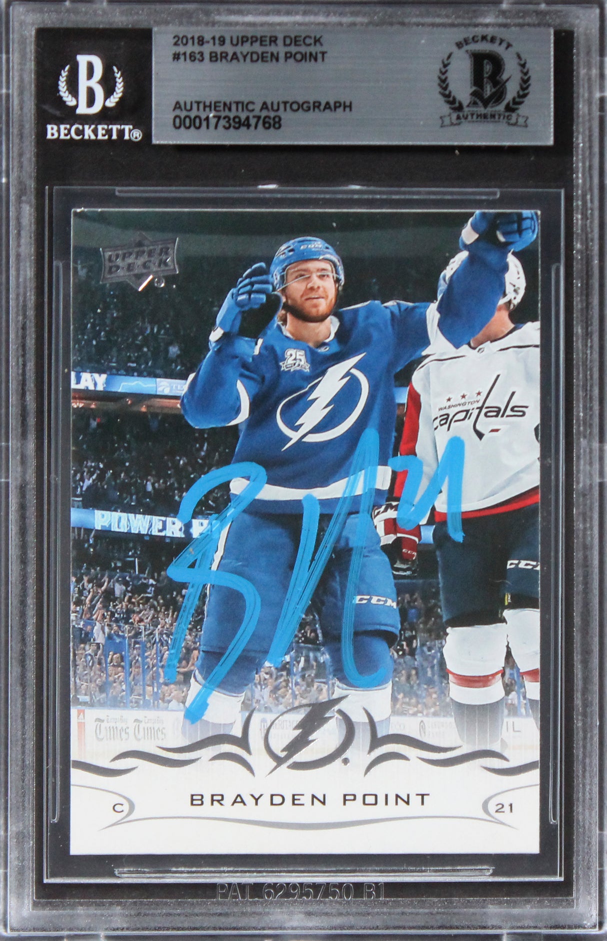 Lightning Brayden Point Authentic Signed 2018 Upper Deck #163 Card BAS Slabbed