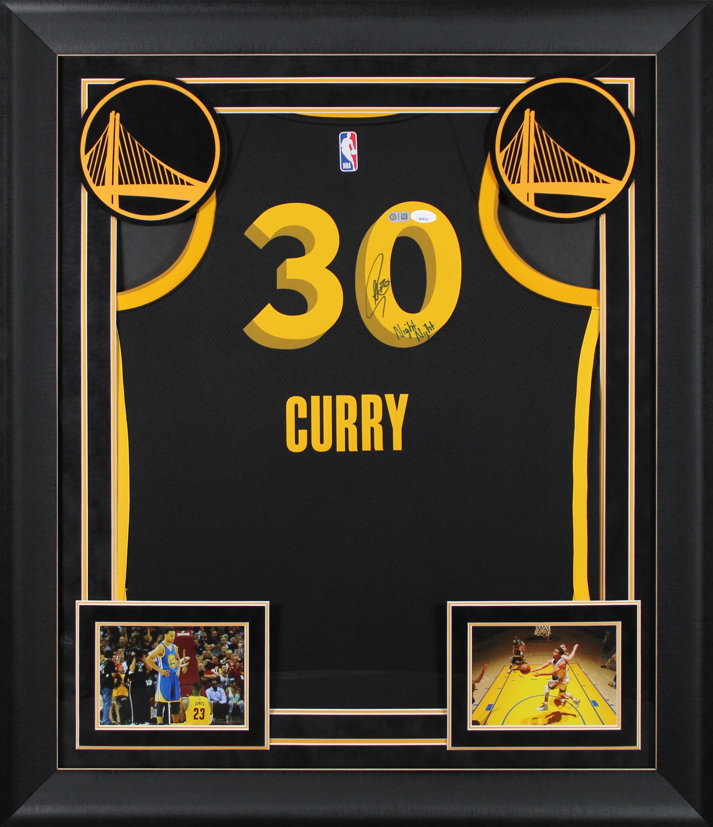 Stephen Curry "Night Night" Signed Black Nike 2023 City Ed. Framed Jersey JSA