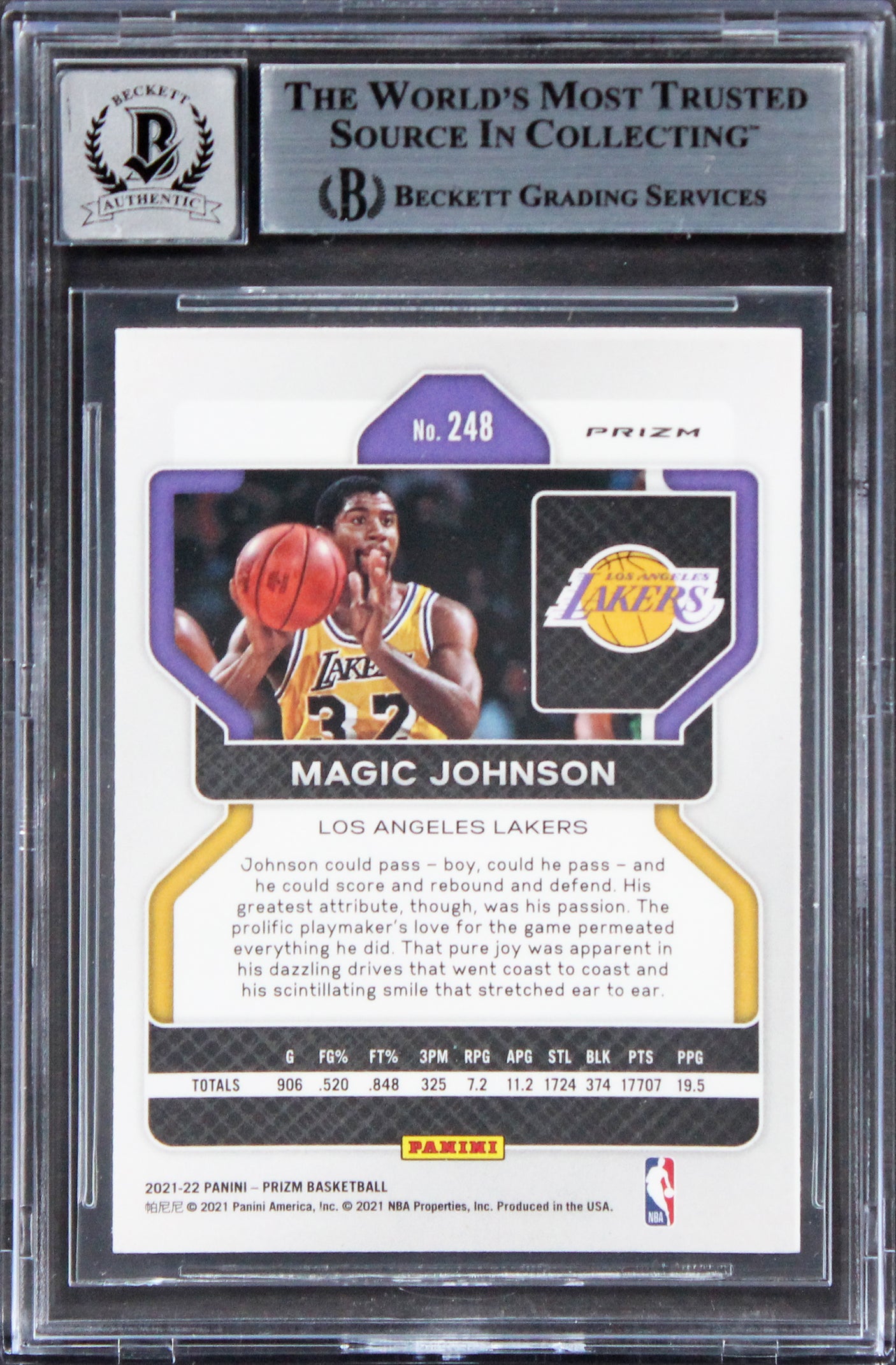 Magic Johnson Signed 2021 Panini Prizm Orange Ice #248 Card Auto 10! BAS Slab 2