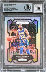 Lakers Magic Johnson Signed 2023 Panini Prizm Silver #185 Card Auto 10! BAS Slab