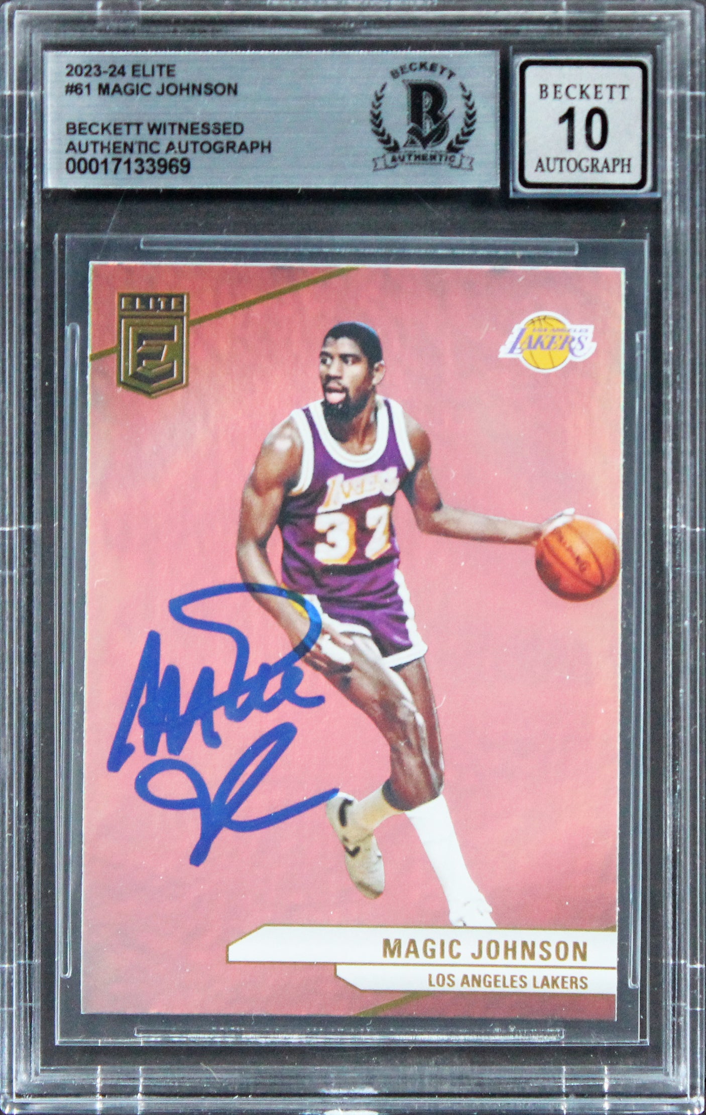 Lakers Magic Johnson Authentic Signed 2023 Elite #61 Card Auto 10! BAS Slabbed