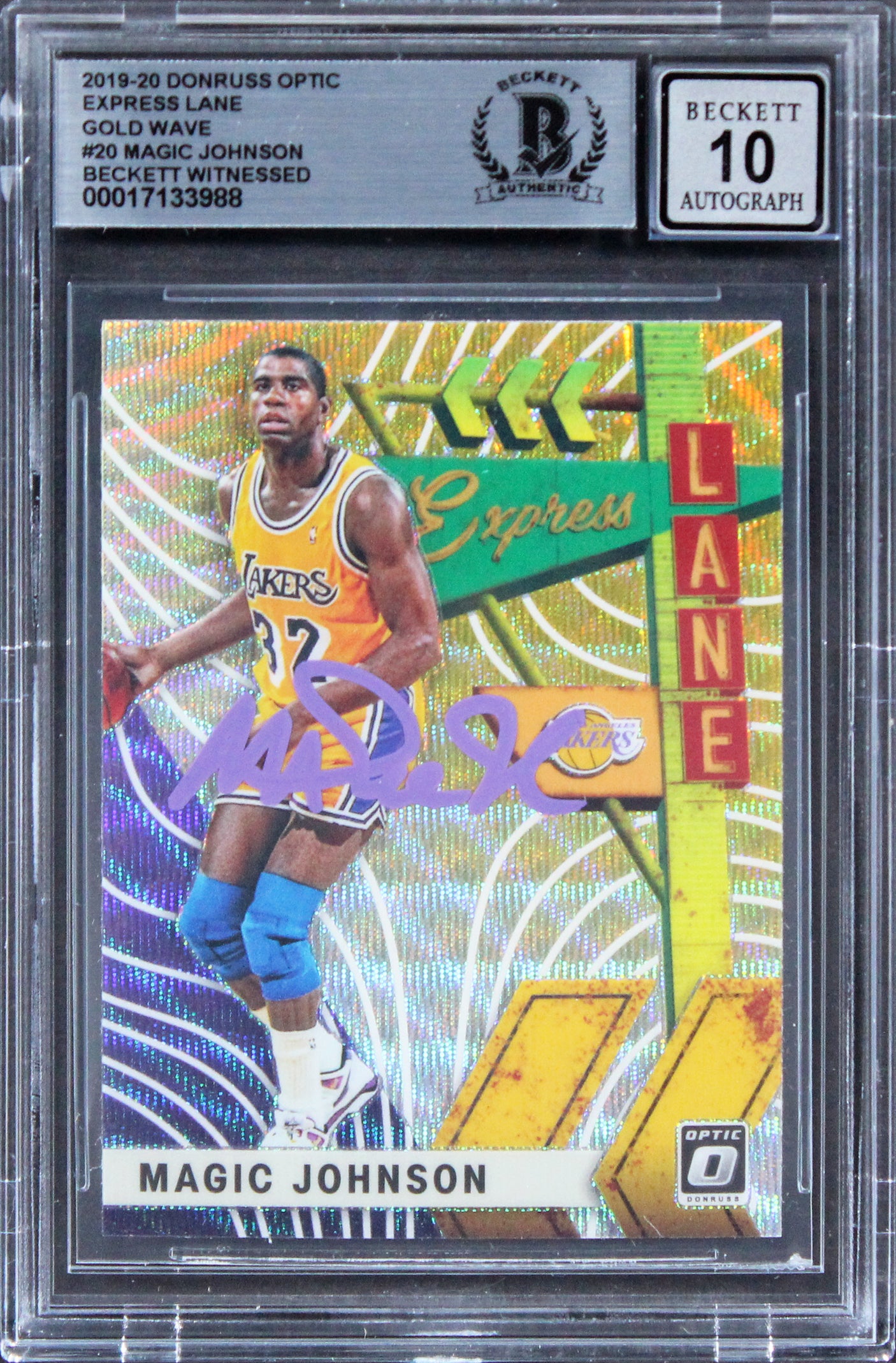 Lakers Magic Johnson Signed 2019 Donruss Optic EL #20 Card Auto 10! BAS Slabbed