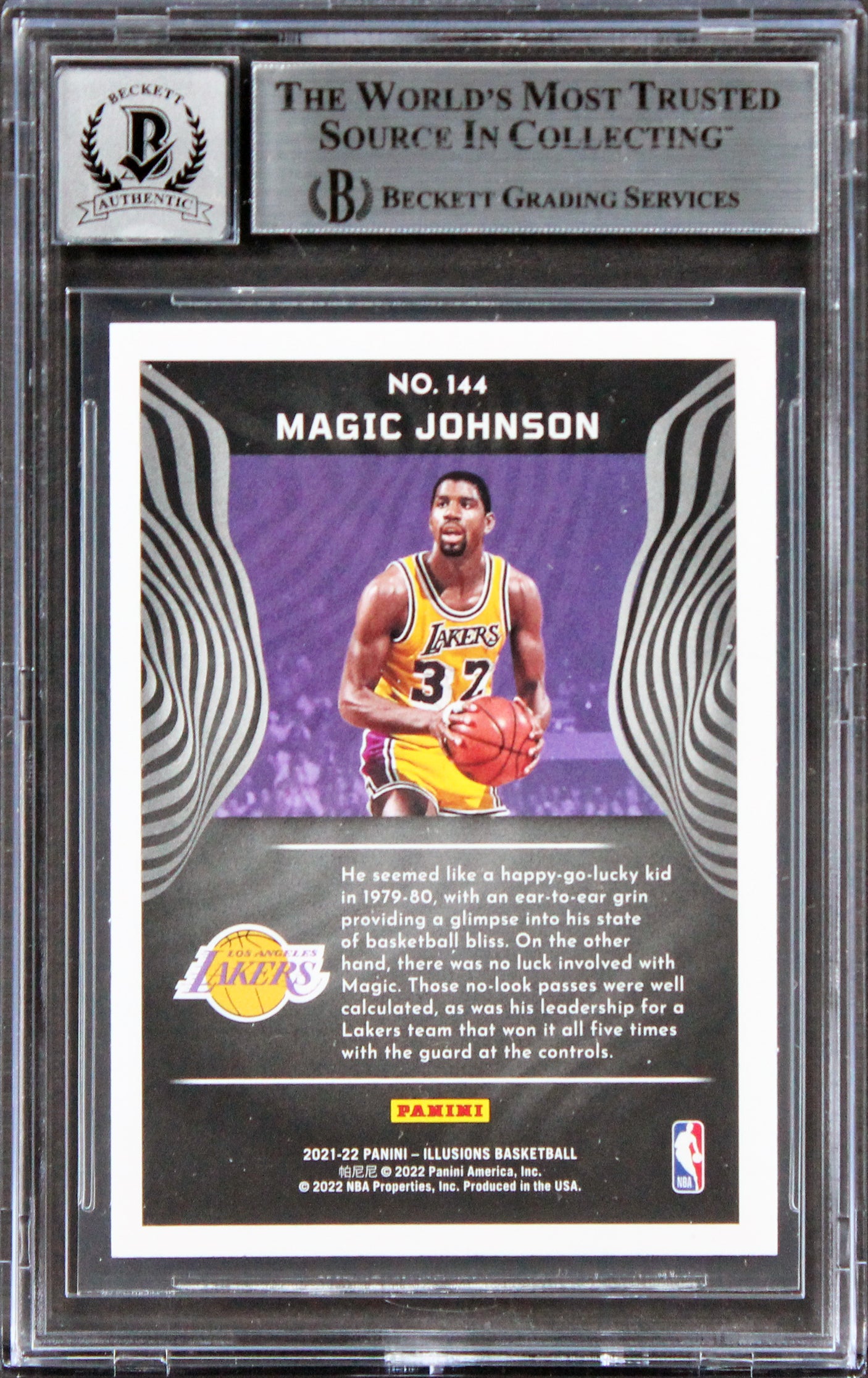 Lakers Magic Johnson Signed 2021 Panini Illusions #144 Card Auto 10! BAS Slabbed