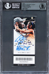 Shaquille O'Neal & Magic Johnson Signed Kobe Bryant COL Ticket Auto 10! BAS Slab