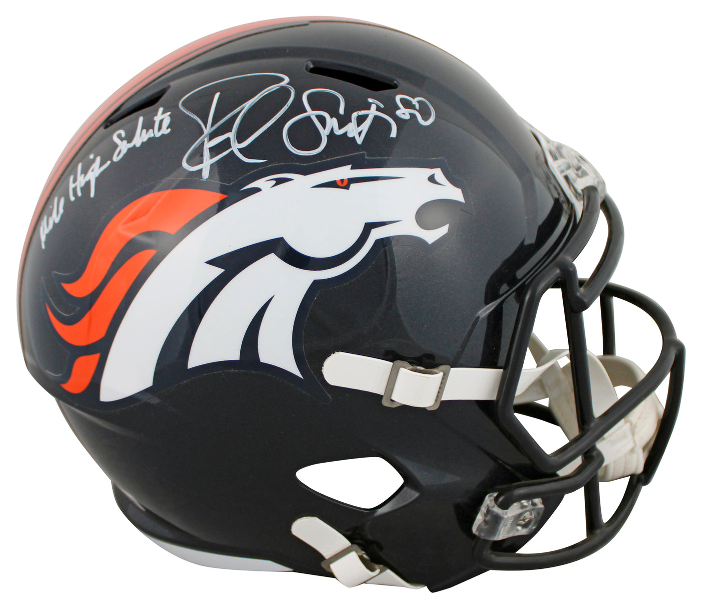 Broncos Rod Smith "MHS" Signed Full Size Speed Rep Helmet BAS Wit #1W378977