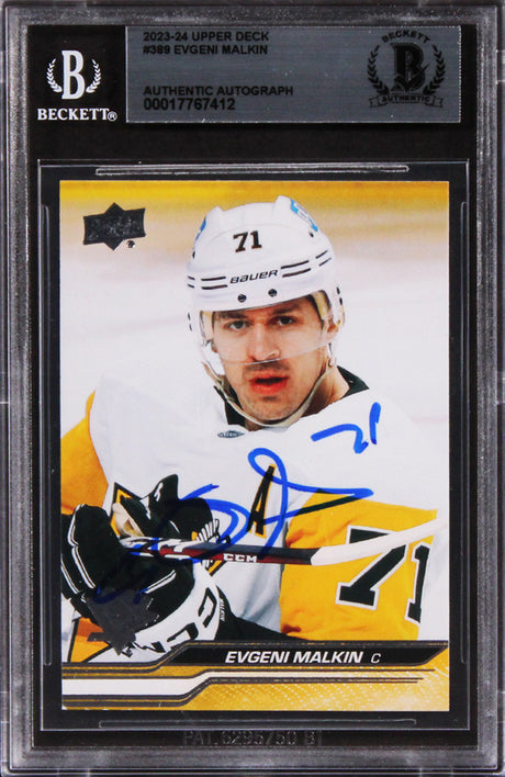 Penguins Evgeni Malkin Authentic Signed 2023 Upper Deck #389 Card BAS Slabbed