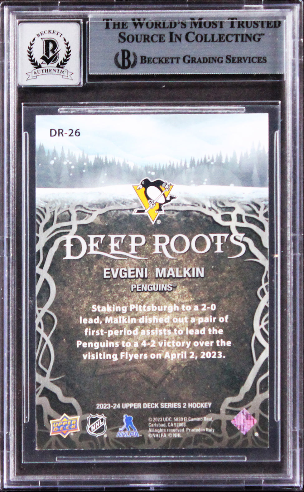 Penguins Evgeni Malkin Signed 2023 Upper Deck #DR26 Card Auto Mint 10! BAS Slab