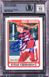 Red Wings Steve Yzerman Signed 1990 O-Pee-Chee #222 Card Auto Mint 10! BAS Slab