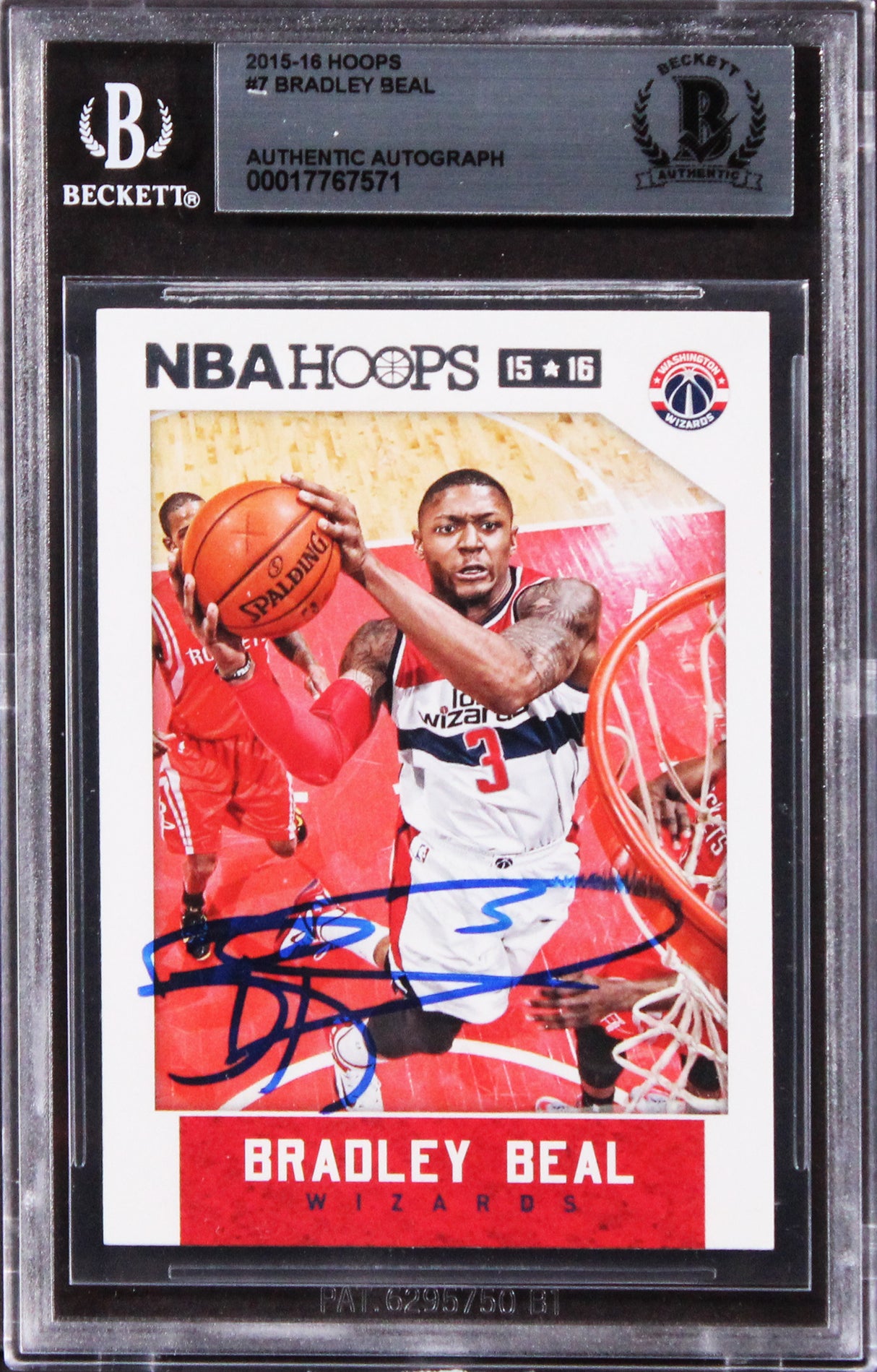 Wizards Bradley Beal Authentic Signed 2015 Hoops #7 Card Autographed BAS Slabbed