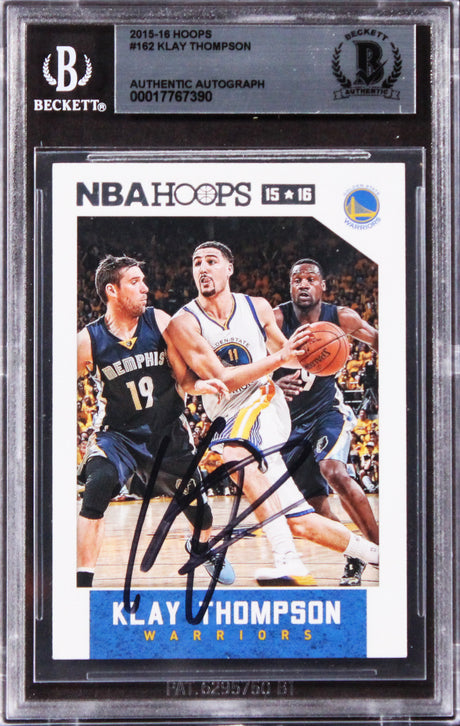 Warriors Klay Thompson Authentic Signed 2015 Hoops #162 Card BAS Slabbed