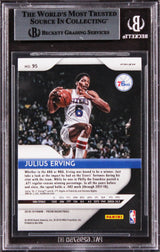 76ers Julius Erving Signed 2018 Panini Prizm Prizms Silver #95 Card BAS Slabbed