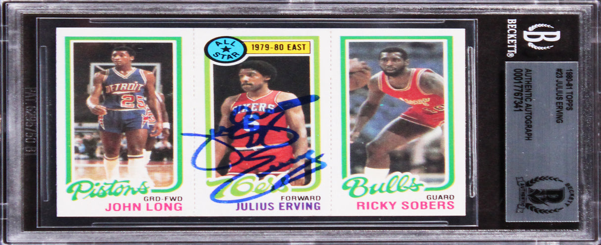 76ers Julius Erving Authentic Signed 1980 Topps #23 Card Autographed BAS Slabbed