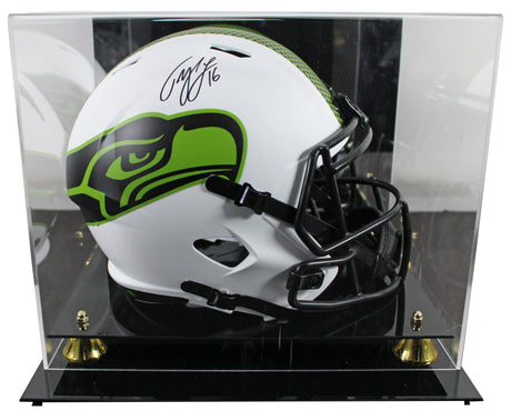 Seahawks Tyler Lockett Signed Lunar Full Size Speed Rep Helmet W/ Case BAS Wit