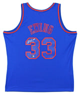 Knicks Patrick Ewing Authentic Signed Blue Mitchell & Ness Jersey BAS Witnessed