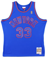 Knicks Patrick Ewing Authentic Signed Blue Mitchell & Ness Jersey BAS Witnessed