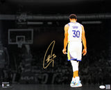 Warriors Stephen Curry Authentic Signed 16x20 Horizontal Spotlight Photo JSA 4