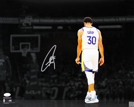 Warriors Stephen Curry Authentic Signed 16x20 Horizontal Spotlight Photo JSA 3