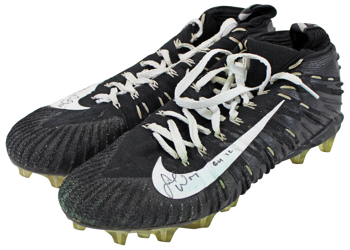 Fred Warner "GU 22" Signed 12/4/22 SF Vs MIA Game Worn Nike Alpha Cleats BAS