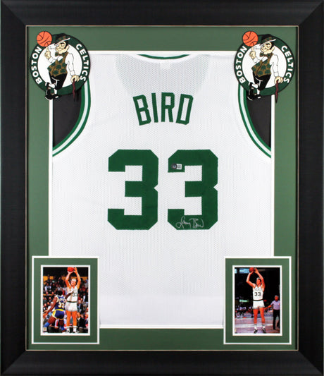 Larry Bird Authentic Signed White Pro Style Framed Jersey Autographed BAS