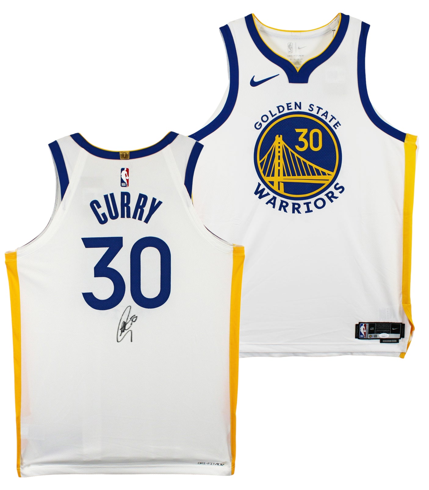 Warriors Stephen Curry Signed White Nike Association Ed Authentic Jersey JSA 1