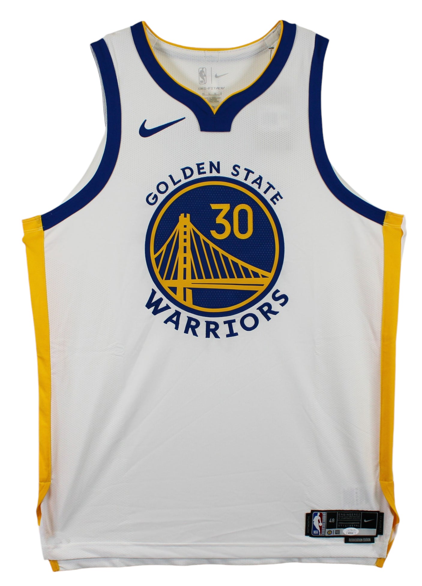 Warriors Stephen Curry Signed White Nike Association Ed Authentic Jersey JSA 1