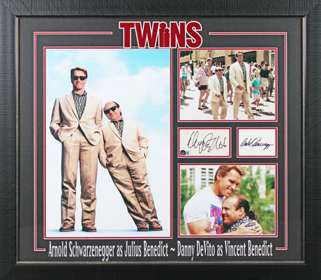 Arnold Schwarzenegger & Danny DeVito Twins Signed Framed Display BAS #BL96083