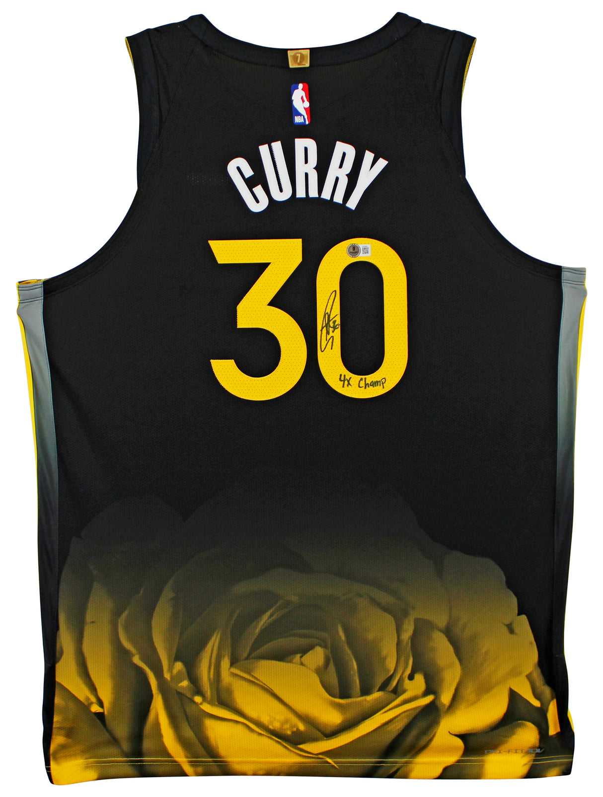 Stephen Curry "4x Champ" Signed Black Nike Rose City Ed. Authentic Jersey BAS