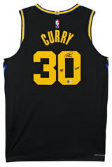 Warriors Stephen Curry "Goat" Signed '21 Black Nike City Ed Authentic Jersey BAS