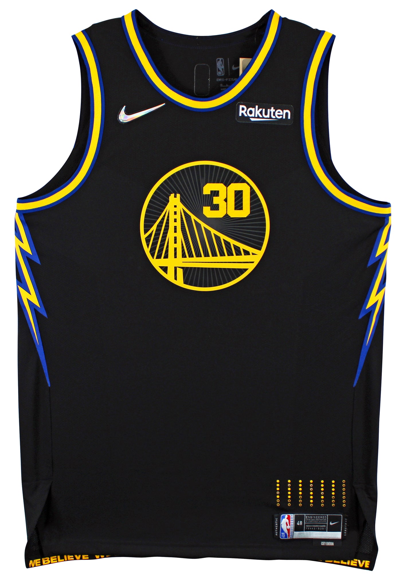 Warriors Stephen Curry "Goat" Signed '21 Black Nike City Ed Authentic Jersey BAS