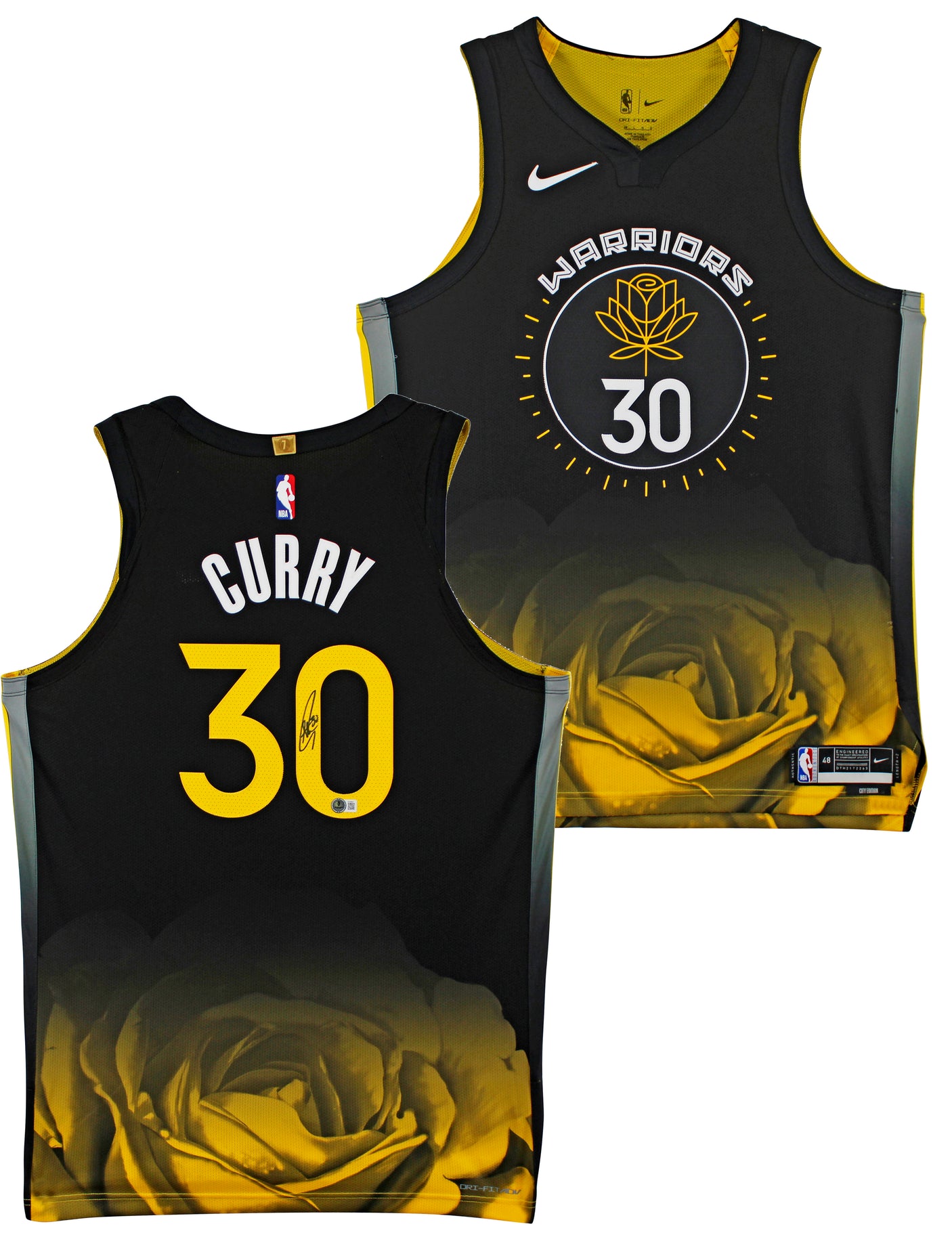 Warriors Stephen Curry Signed Black Nike Rose City Edition Authentic Jersey BAS