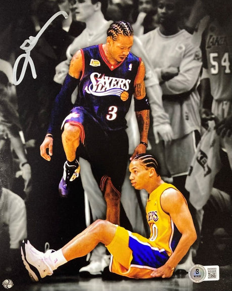 Allen Iverson Signed 8x10 Philadelphia 76ers Step Over Lue Photo BAS ITP - Sports Integrity