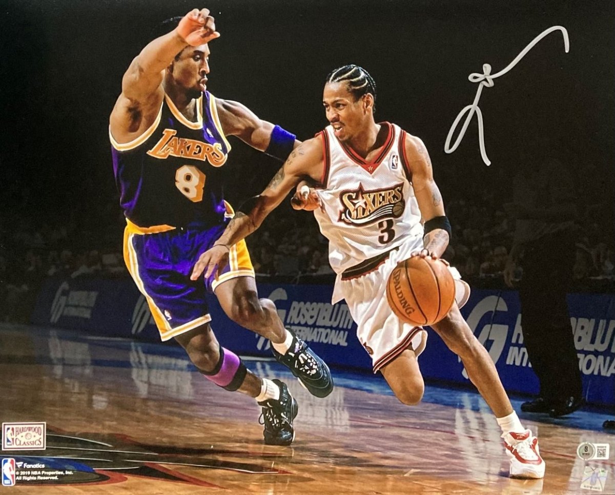 Allen Iverson Signed 16x20 Philadelphia 76ers Photo vs Kobe Bryant BAS ITP - Sports Integrity