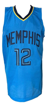 Ja Morant Signed Memphis Light Blue Pro - Style Basketball Jersey BAS - Sports Integrity