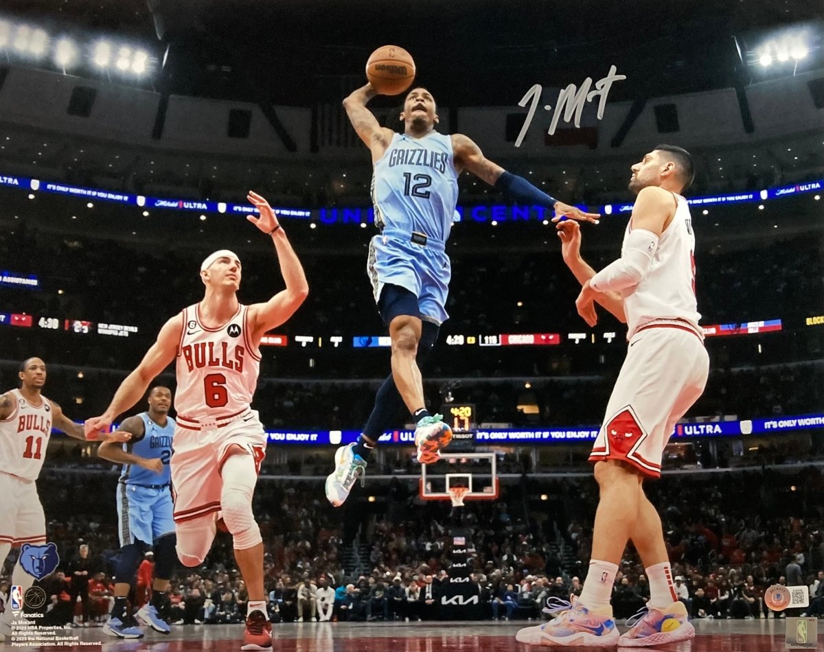 Ja Morant Signed 16x20 Memphis Grizzlies vs Chicago Bulls Photo BAS - Sports Integrity