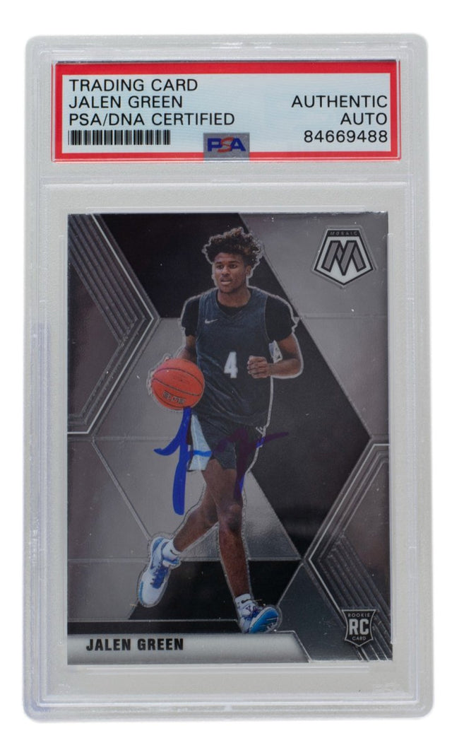 Jalen Green Signed Rockets 2021 Panini Mosaic Silver Rookie Card #254 PSA/DNA 10 - Sports Integrity