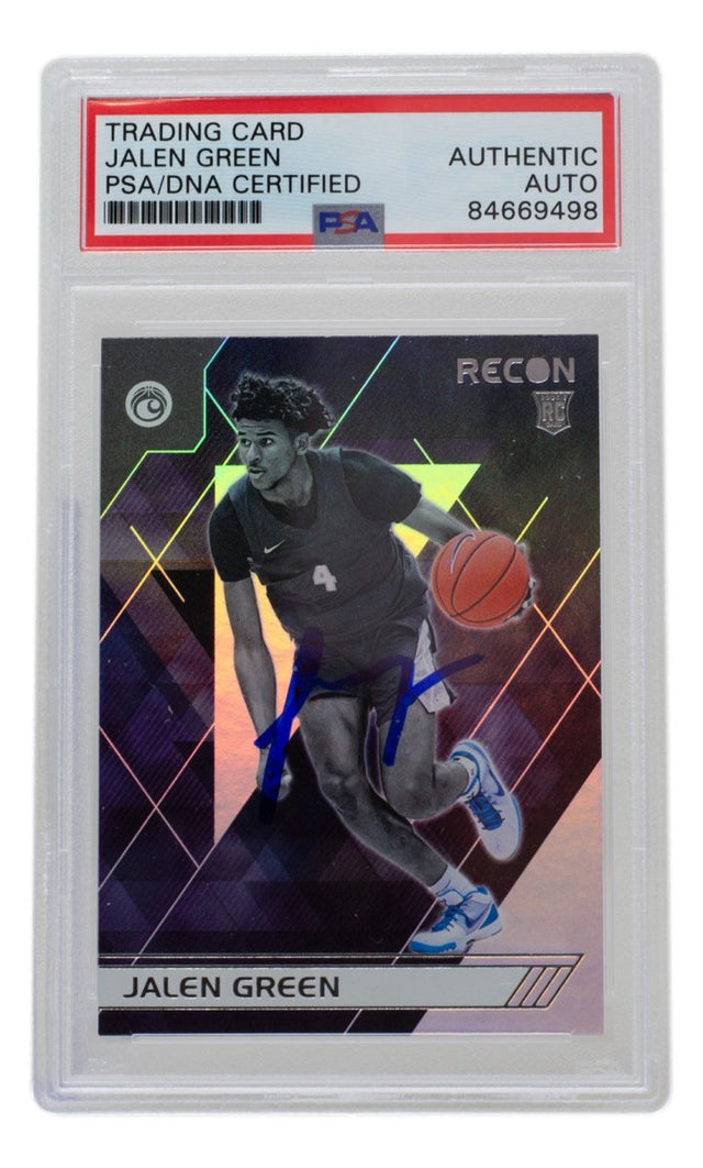 Jalen Green Signed Houston Rockets 2021 Panini Recon Rookie Card #124 PSA/DNA - Sports Integrity