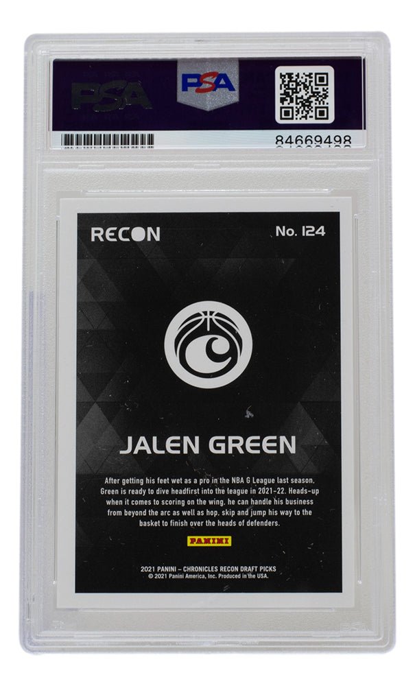 Jalen Green Signed Houston Rockets 2021 Panini Recon Rookie Card #124 PSA/DNA - Sports Integrity