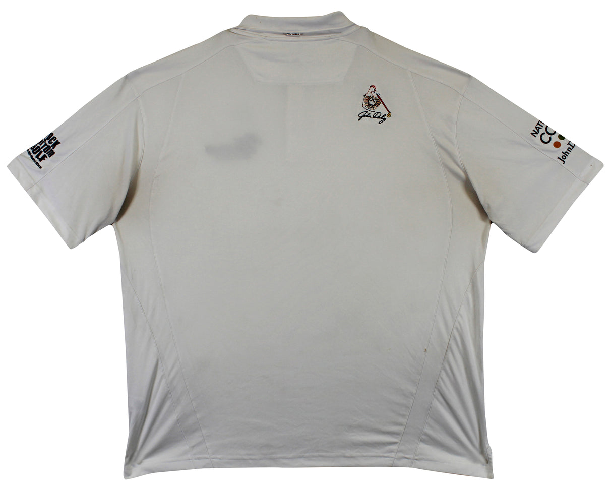 John Daly Authentic Signed Match Worn White Pin High Polo Shirt BAS #BK84743