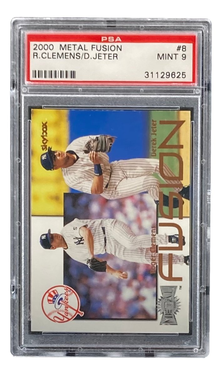 Derek Jeter Roger Clemens Slabbed Yankees 2000 Metal Fusion #8 Card PSA Mint 9 - Sports Integrity