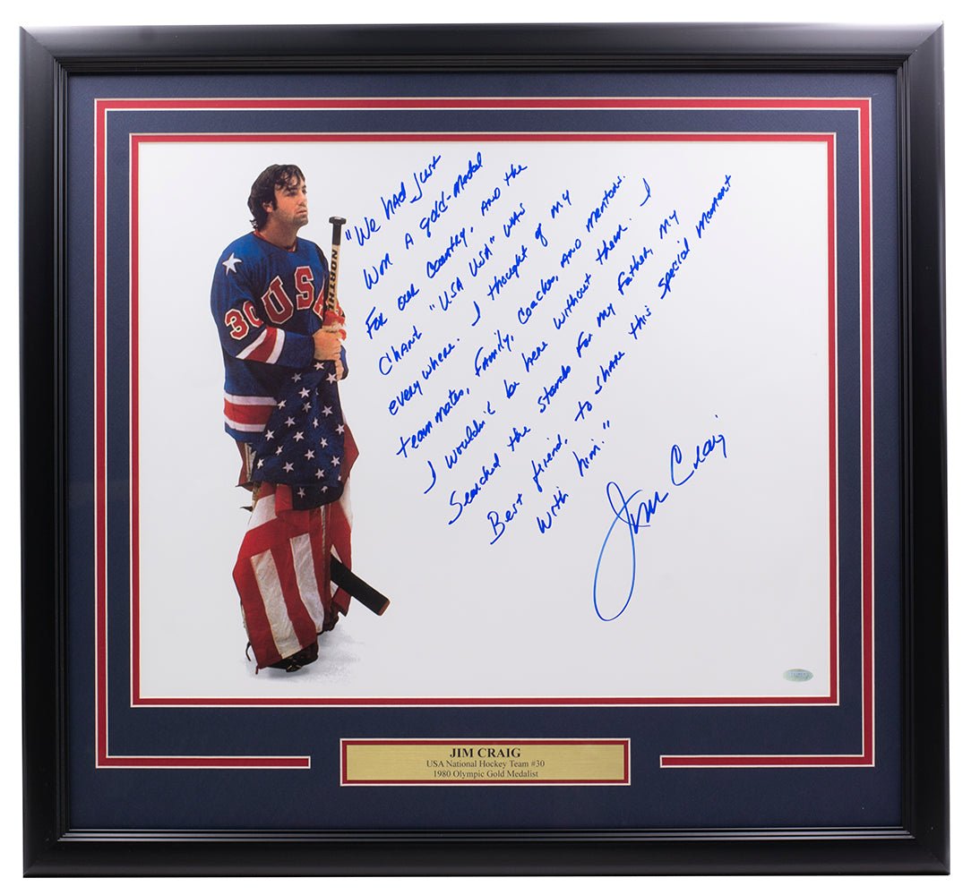 Jim Craig Signed Framed 16x20 Team USA Story Photo Steiner Hologram - Sports Integrity