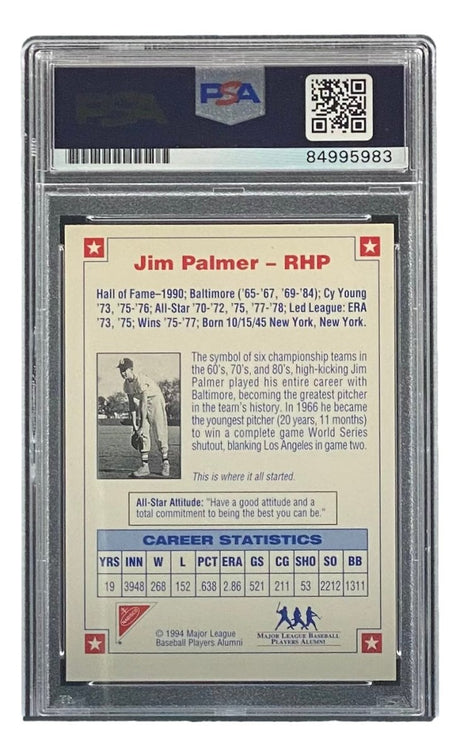 Jim Palmer Signed Orioles 1994 Nabisco All - Star Legends Trading Card PSA/DNA - Sports Integrity