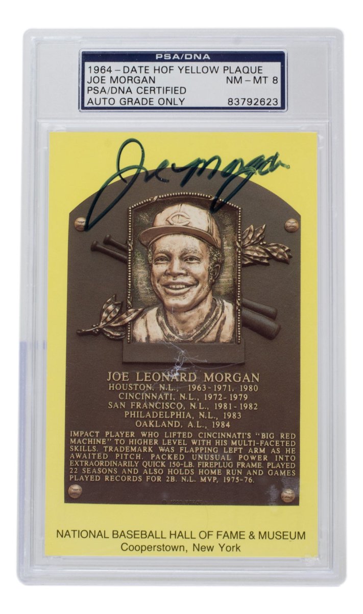 Joe Morgan Signed Slabbed Astros Hall of Fame Plaque Postcard PSA/DNA NM MT 8 - Sports Integrity