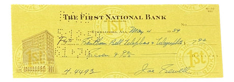 Joe Sewell Cleveland Signed May 4 1959 Bank Check BAS - Sports Integrity