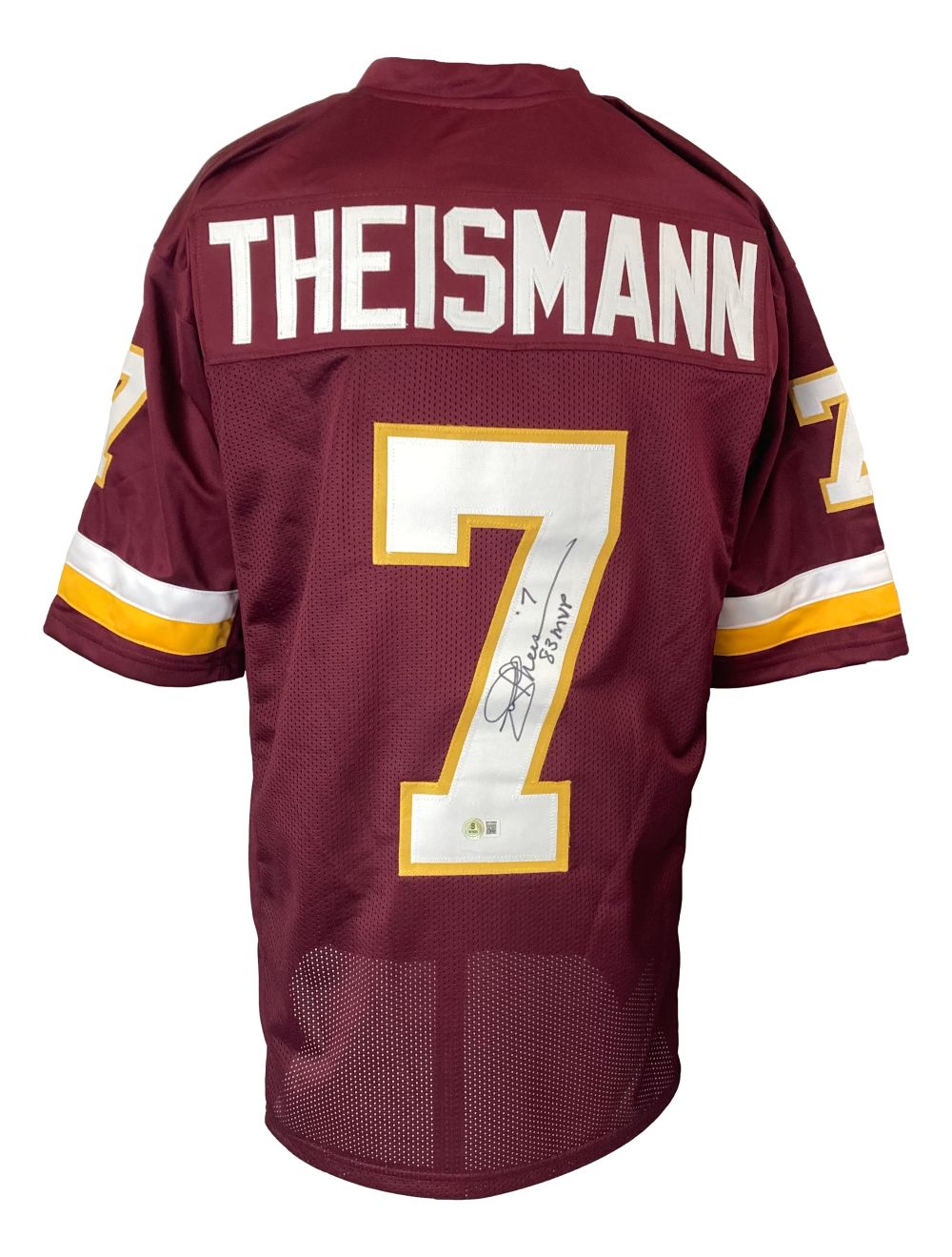 Joe Theismann Washington Signed Maroon Football Jersey MVP 83 BAS