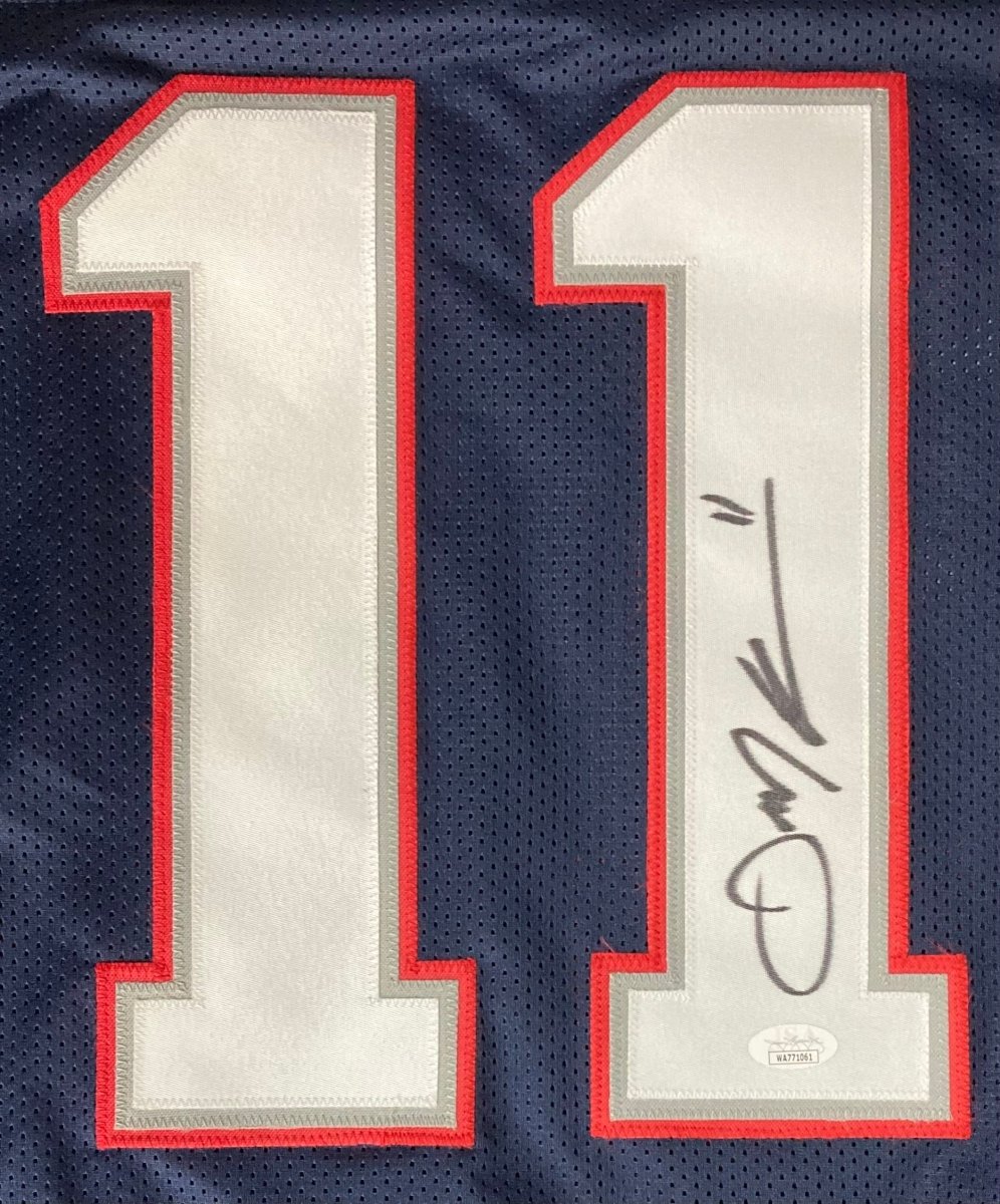 Julian Edelman Signed Custom Blue Pro - Style Football Jersey JSA ITP - Sports Integrity