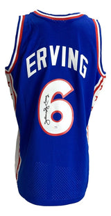 Julius Dr. J Erving Signed 76ers Blue M&N Hardwood Classics Swingman Jersey PSA - Sports Integrity