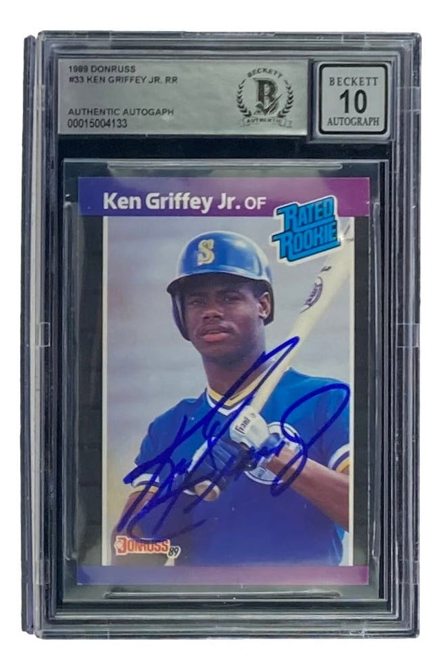 Ken Griffey Jr Signed Mariners 1989 Donruss #33 Rookie Card BAS Graded 10 - Sports Integrity